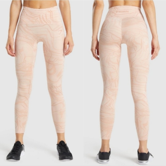 Gymshark Pants - Gymshark power support leggings. light pink swirl. Size Small